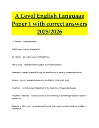 A Level English Language Paper 1 2025 | Key Terms & Correct Answers PDF