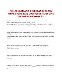 Molecular and Cellular Biology Final Exam Questions and Answers 2025-2026