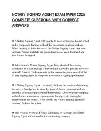 NOTARY SIGNING AGENT EXAM PAPER 2026 COMPLETE QUESTIONS WITH CORRECT ANSWERS