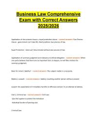 Business Law Comprehensive Exam with Correct Answers 2025, Contracts and Torts Test Prep,