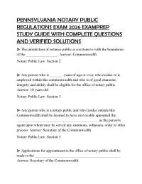 PENNSYLVANIA NOTARY PUBLIC REGULATIONS EXAM 2026 EXAMPREP STUDY GUIDE WITH COMPLETE QUESTI