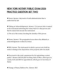NEW YORK NOTARY PUBLIC EXAM 2026 PRACTICE QUESTION SET TWO