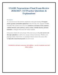 USAHS Neuroscience Final Exam: 115 Practice Questions & Explanations