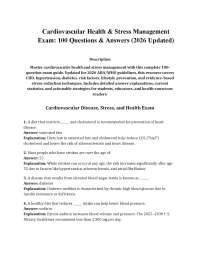 Cardiovascular Health & Stress Management Exam: 100 Questions & Answers (2026 Updated)