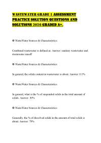 WASTEWATER GRADE 1 ASSESSMENT PRACTICE SOLUTION QUESTIONS AND SOLUTIONS 2026 GRADED A+