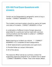 ICS Exam Questions and Answers: Incident Command System