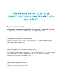 NREMT EMS Exam 2025-2026: Questions and Answers for Emergency Medical Technicians