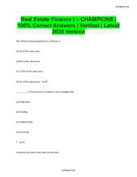 Real Estate Finance I – CHAMPIONS | VA & Mortgage Lending | 100% Correct | 2025