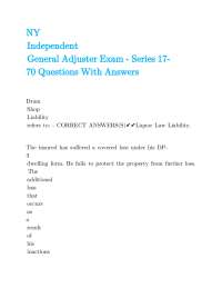 NY Insurance Adjuster Exam Series 1770: Questions and Answers