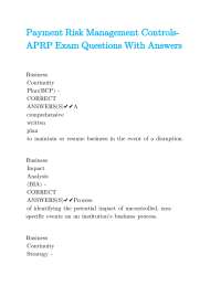 Risk Management and Business Continuity Exam Questions with Answers