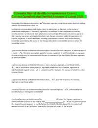 Colorado Mental Health Jurisprudence Exam: Questions and Verified Answers 2026