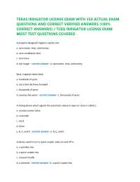 Texas Irrigators License Exam Questions and Answers