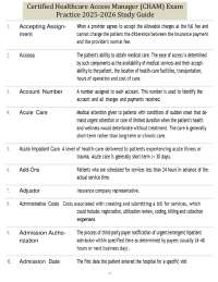 Certified Healthcare Access Manager (CHAM) Exam Practice Study Guide 2025-2026