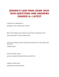 Joshua's Law Final Exam: Questions and Answers (2025-2026)