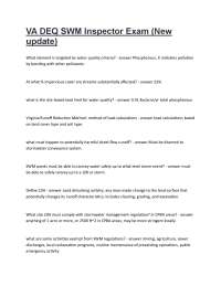 VA DEQ SWM Inspector Exam: Questions and Answers