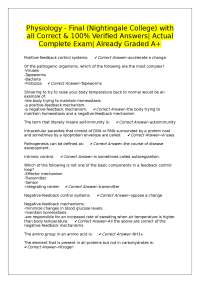 Physiology Final Exam Questions and Answers - Nightingale College