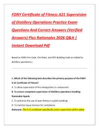 FDNY A21 Certificate of Fitness Practice Exam: Distillery Operations Q&A
