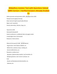Midwifery Revision Test: Questions and Verified Answers