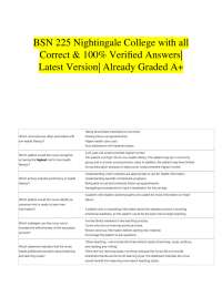 BSN 225 Nightingale College with all Correct & 100% Verified Answers| Latest Version| Alre