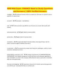NAB NHA Finance Exam: Questions and Answers for Study