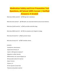 Medication Safety and Error Prevention: Questions and Answers