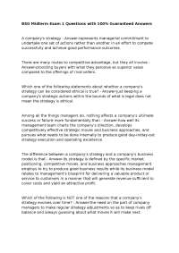 Strategic Management Midterm Exam Questions and Answers