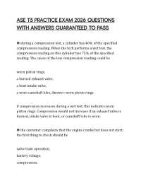 ASE T5 PRACTICE EXAM 2026 QUESTIONS WITH ANSWERS GUARANTEED TO PASS