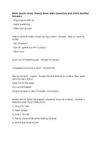 BSAC Sports Diver Theory Exam: Questions and Verified Answers
