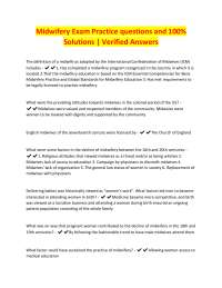 Midwifery Exam Practice Questions with Verified Solutions