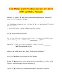 I Am Malala: Exam Practice Questions and Answers
