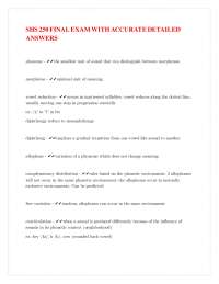 Phonetics and Phonology Final Exam with Detailed Answers