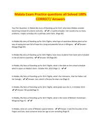Malala Exam Practice Questions and Answers
