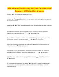 NAB NHA and CORE Exam Study Set: 368 Questions and Answers