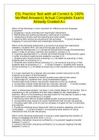 ESL Practice Test with Verified Answers