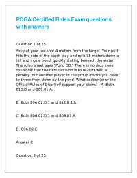 PDGA Certified Rules Exam Questions and Answers