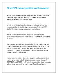 FIFA Exam Questions and Answers: Dispute Resolution and Transfer Regulations