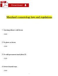 Maryland Cosmetology Laws and Regulations: Fines and Violations