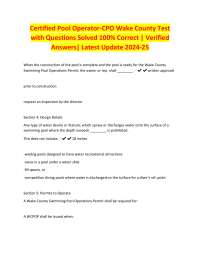 Certified Pool Operator (CPO) Exam Questions and Answers: Wake County