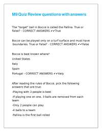 Sports Quizzes: Bocce, Bowling, Horseshoes, Tennis, Badminton, Skateboarding, and Golf