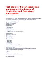 Test bank for heizer operations management 9e, Exams of Production and Operations Manageme