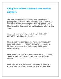 Lifeguard Exam Questions and Answers