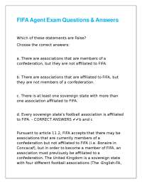 FIFA Agent Exam Questions and Answers