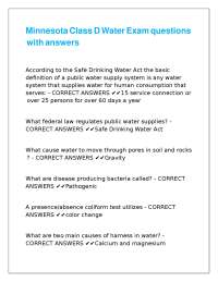 Water Exam Questions and Answers: Safe Drinking Water Act