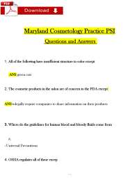 Maryland Cosmetology Practice PSI Exam 2026 | Verified Q&A | A+ PDF