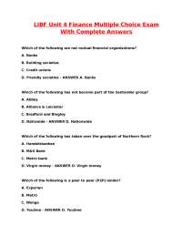 LIBF Finance Multiple Choice Exam with Answers