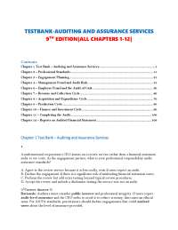 Auditing and Assurance Services Test Bank: Comprehensive Chapter Review