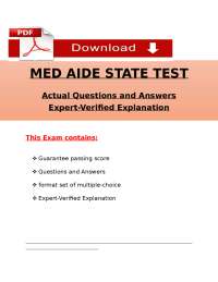 Medication Aide State Test: Questions and Answers with Expert Explanations