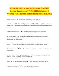 PA Motor Vehicle Physical Damage Appraiser Course Q&A 2024-2025
