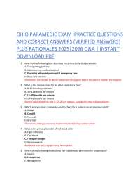 OHIO PARAMEDIC EXAM PRACTICE QUESTIONS AND CORRECT ANSWERS (VERIFIED ANSWERS) 2025/2026