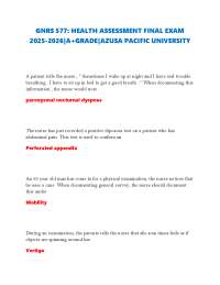 Health Assessment Final Exam Questions and Answers